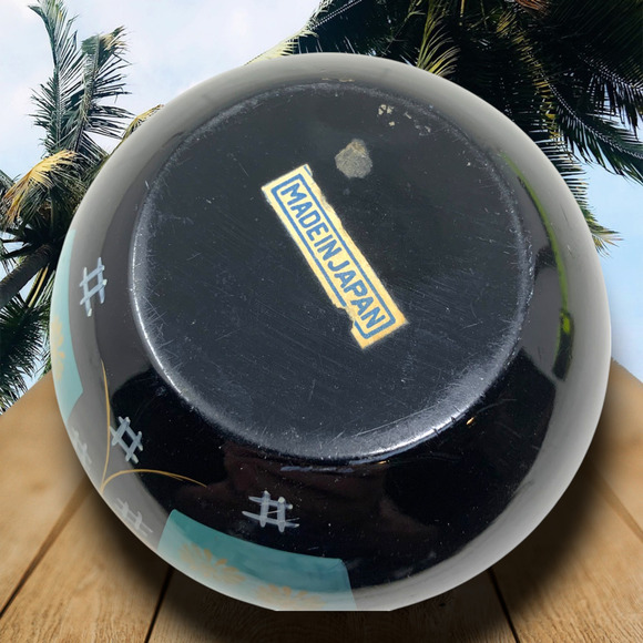 Vintage Japanese Painted Asian Lacquered Wood Trinket Dish Bowl Catchall - Picture 5 of 7